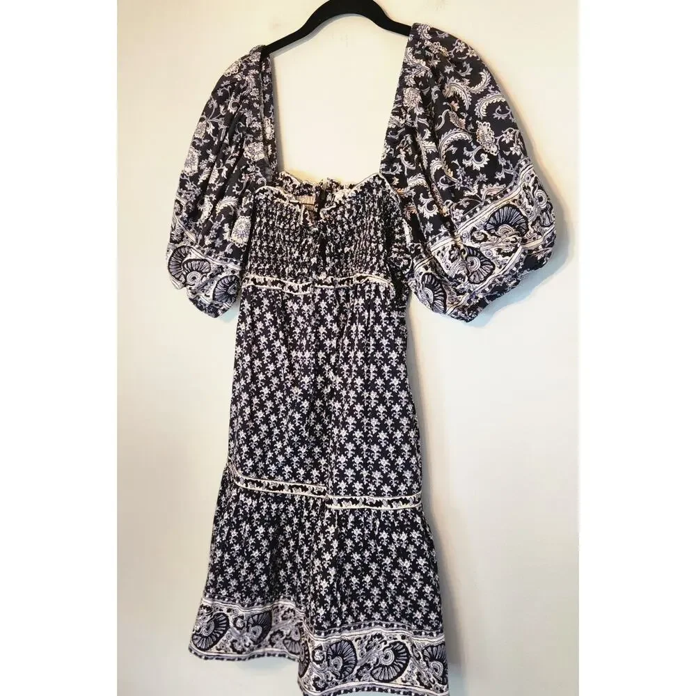 Sea New York $346 Jasper Mini Dress with Puff Sleeves size Medium - Picture 5 of 12